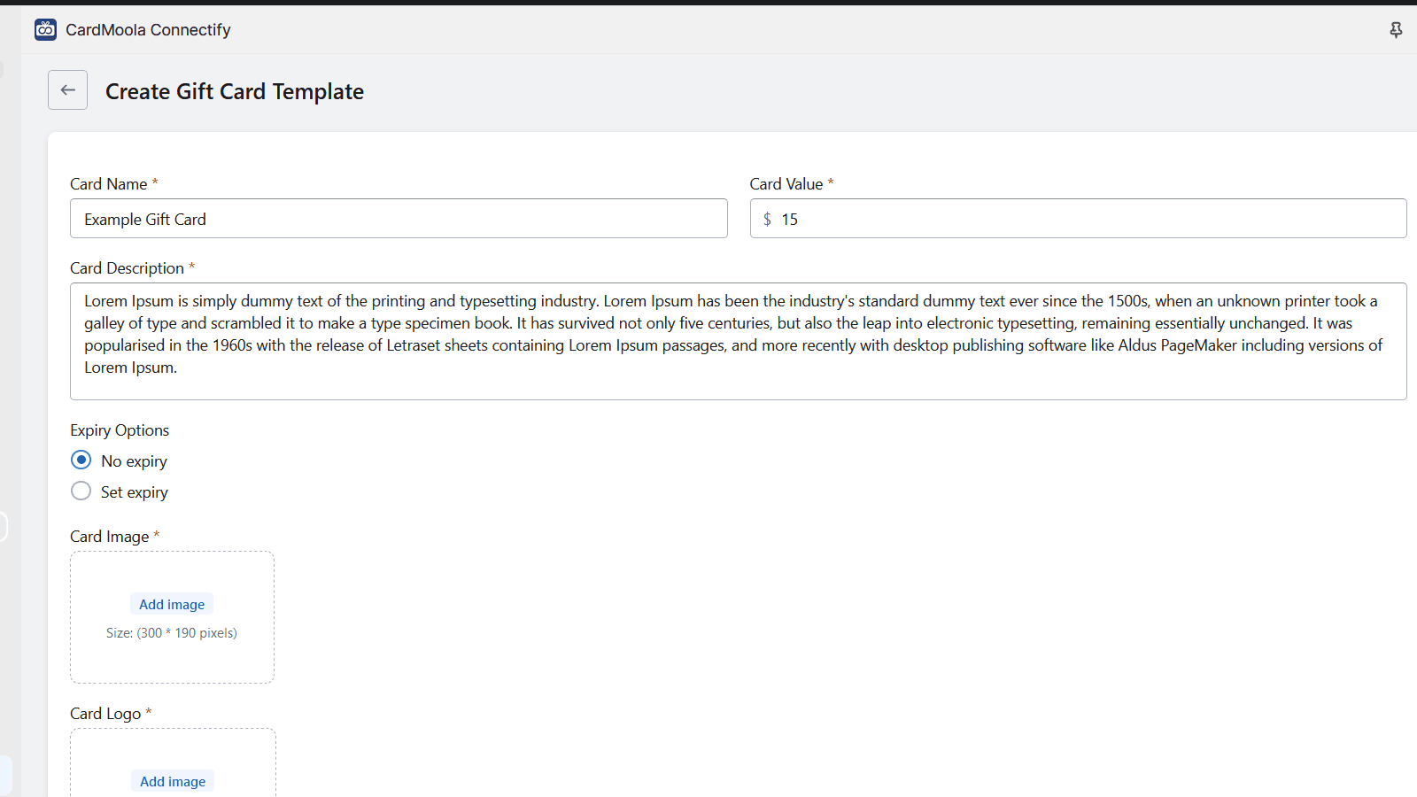 Create Gift Card Template