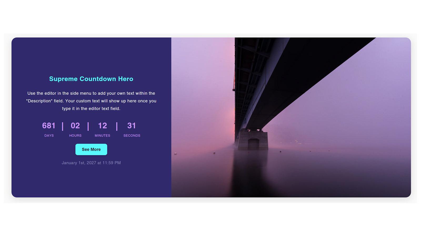 Purple Fog theme on desktop view