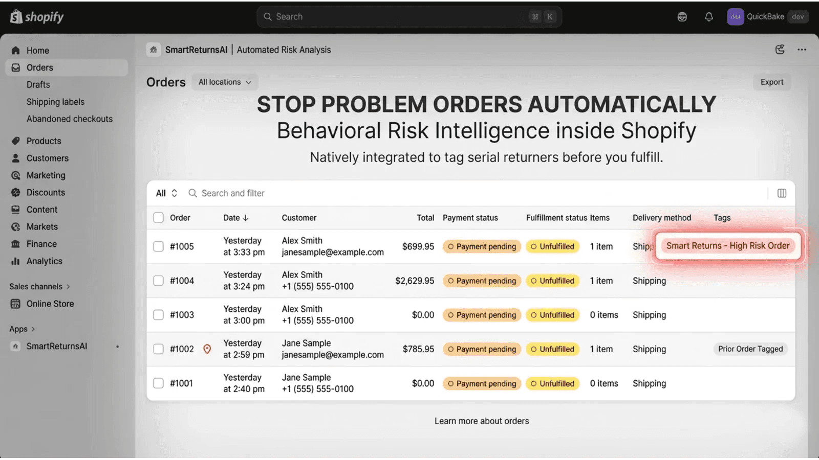 Identifying serial returners with automated order tagging.