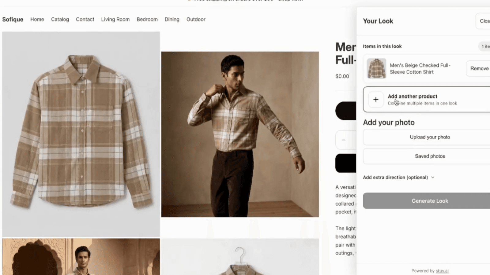 Build a multi-item look from the collection and upload a photo.