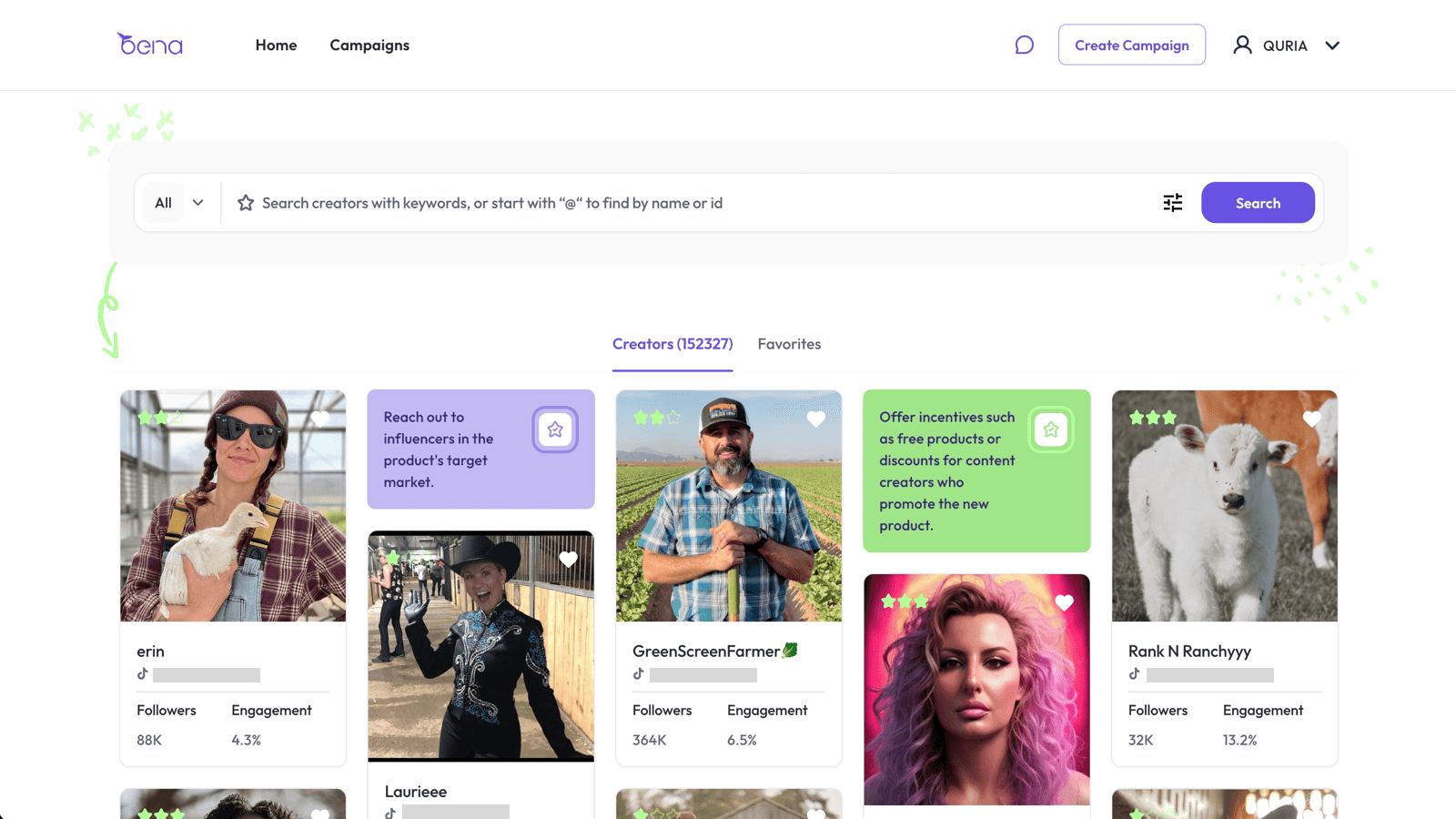 Bena Creators Search