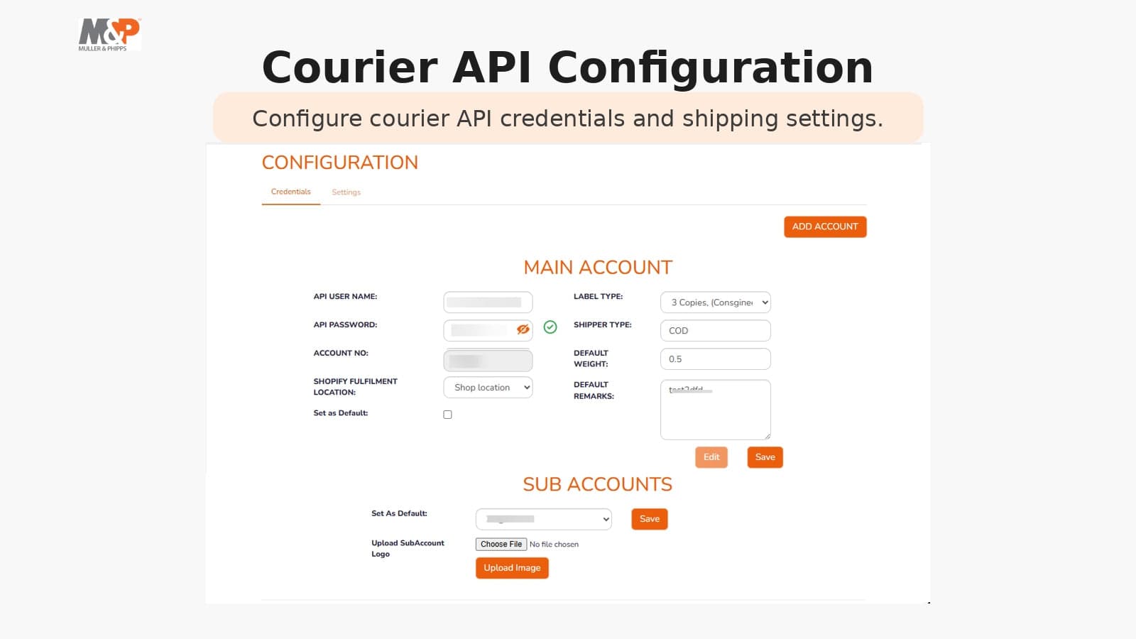 M&P API Configurations