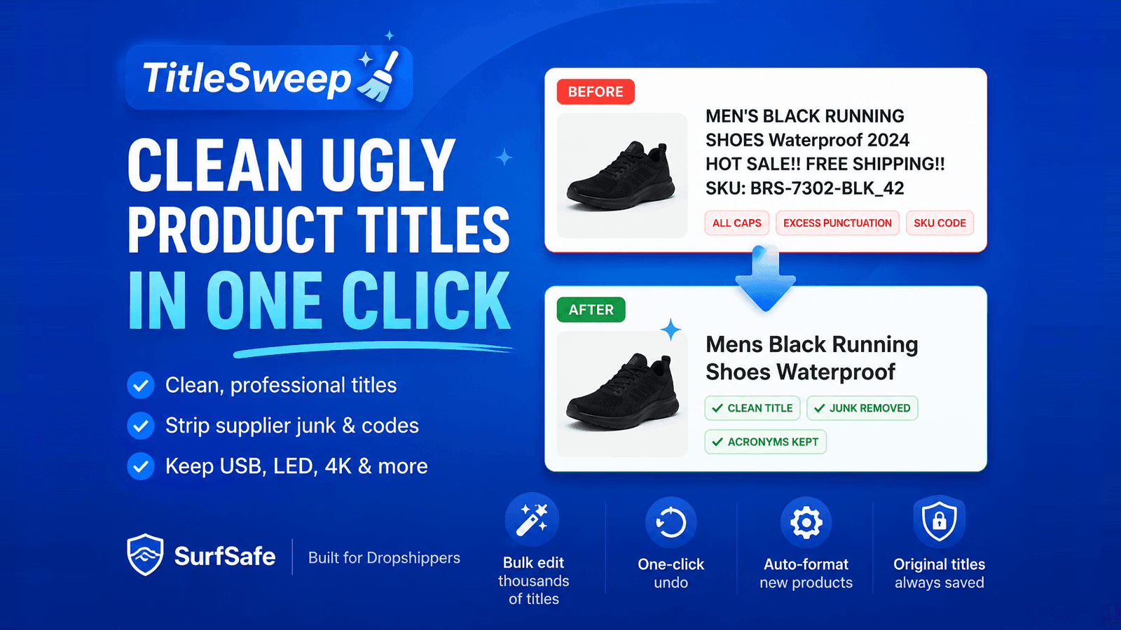 Clean Ugly Product Titles in One Click