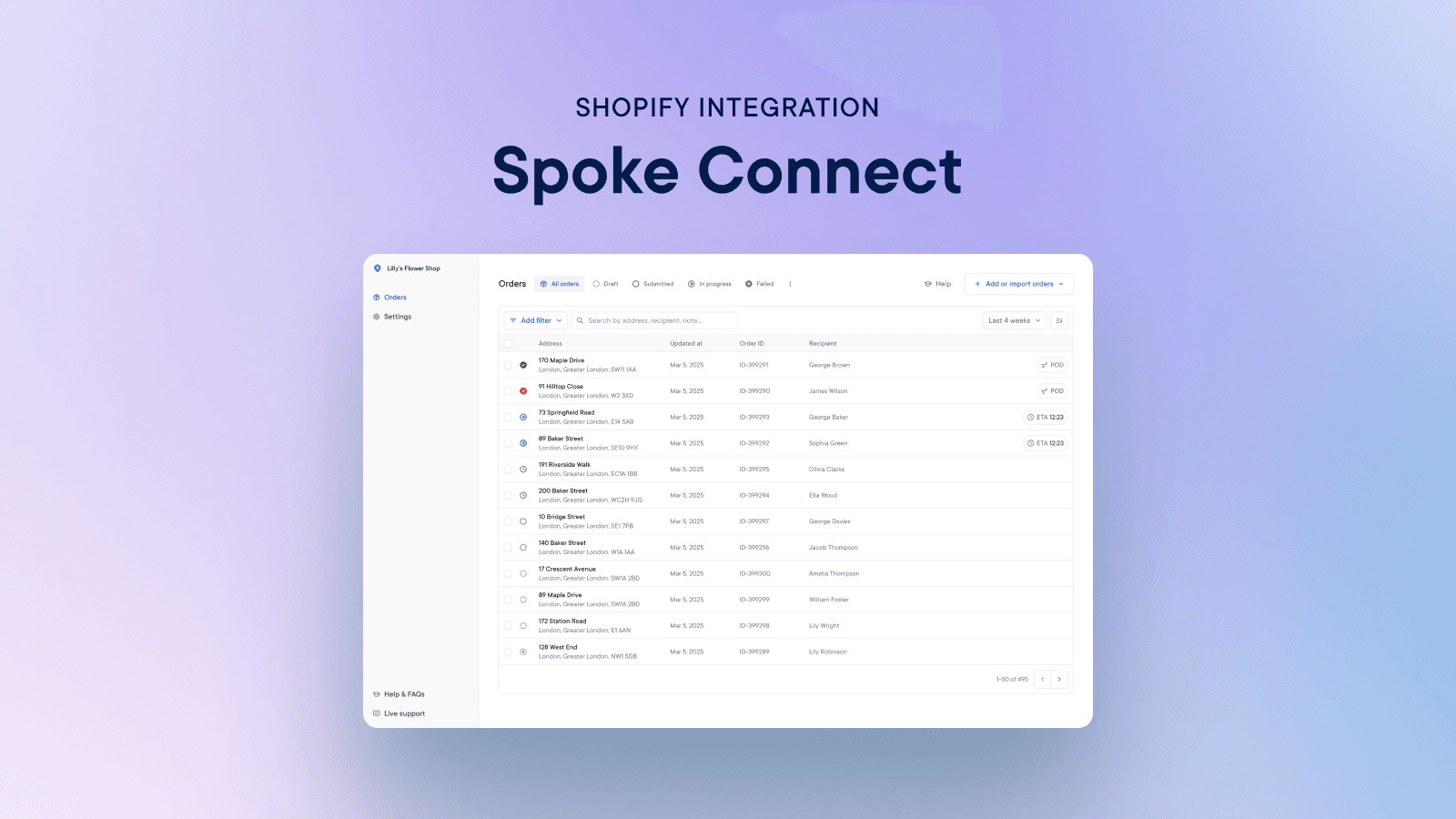 A screenshot of the Spoke Connect interface
