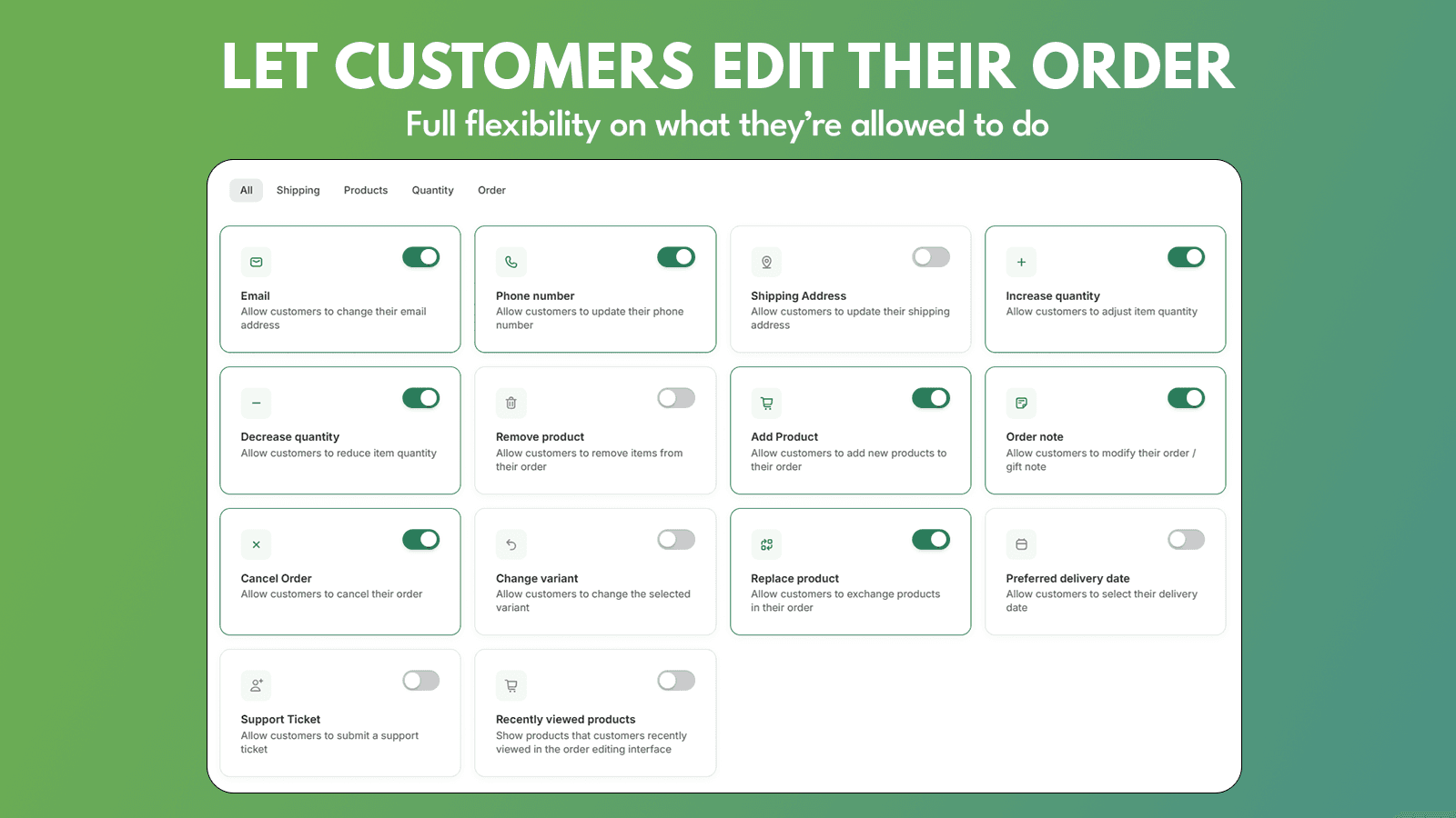 shopify let customer edit shipping address