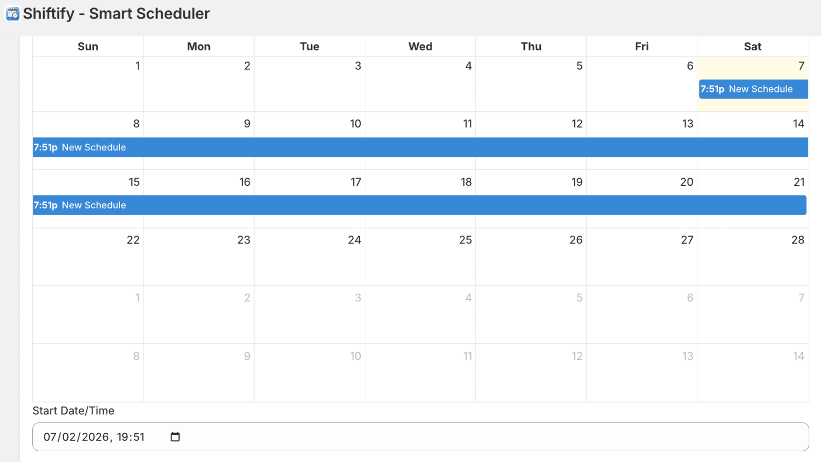 Calendar view for easy scheduling