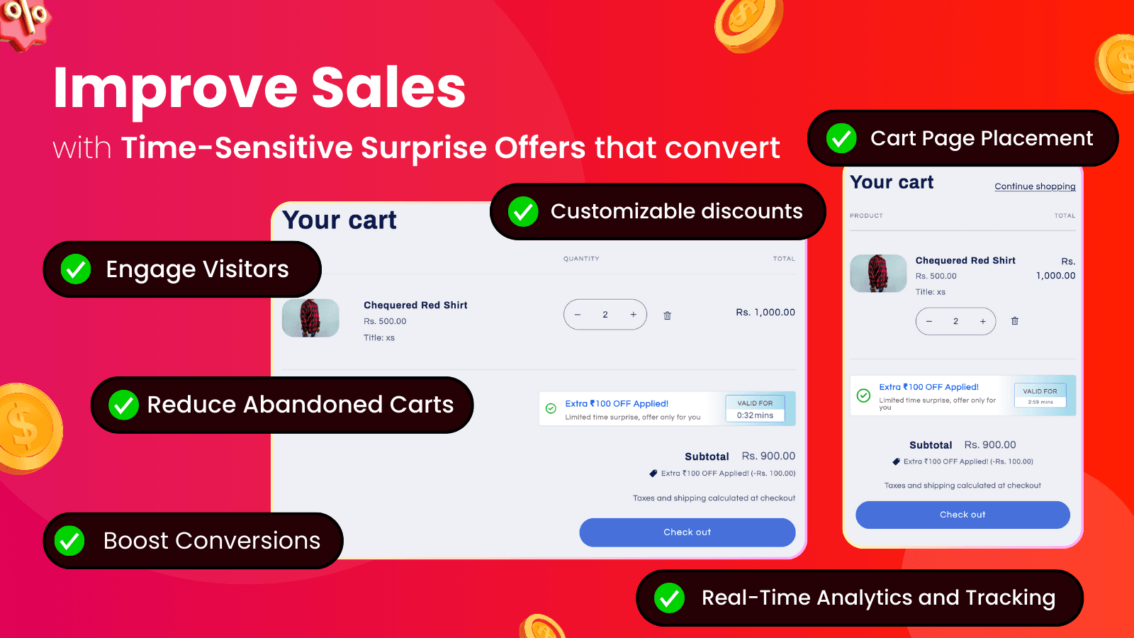 Engage visitors and reduce abandoned carts