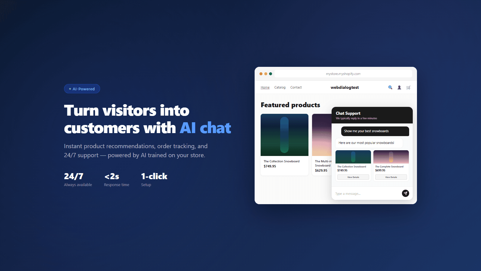 AI chat widget with product recommendations on storefront