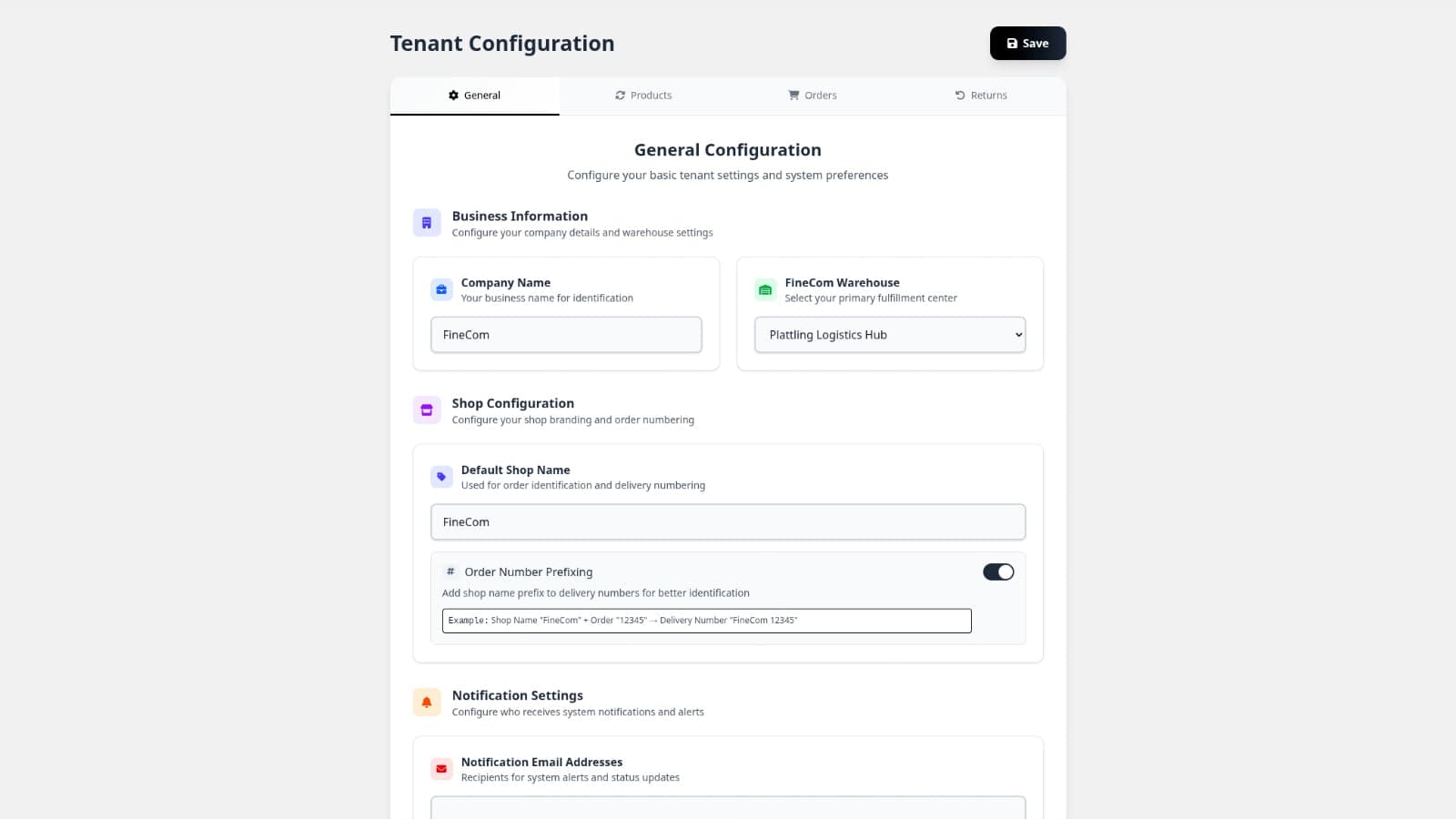 Tenant Configuration