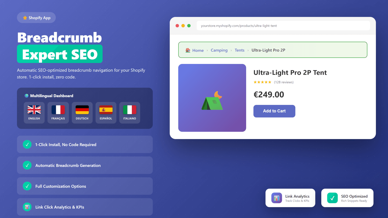 Breadcrumb Expert SEO - Dashboard and breadcrumb preview