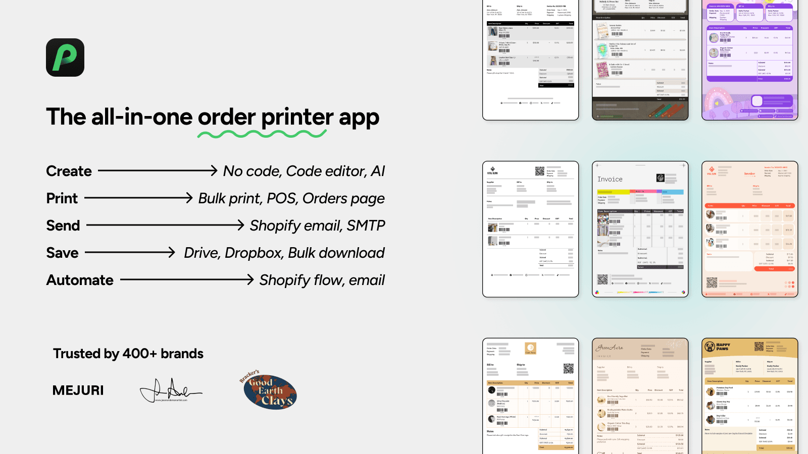 All in one order printer: Invoice PDF Print and Email
