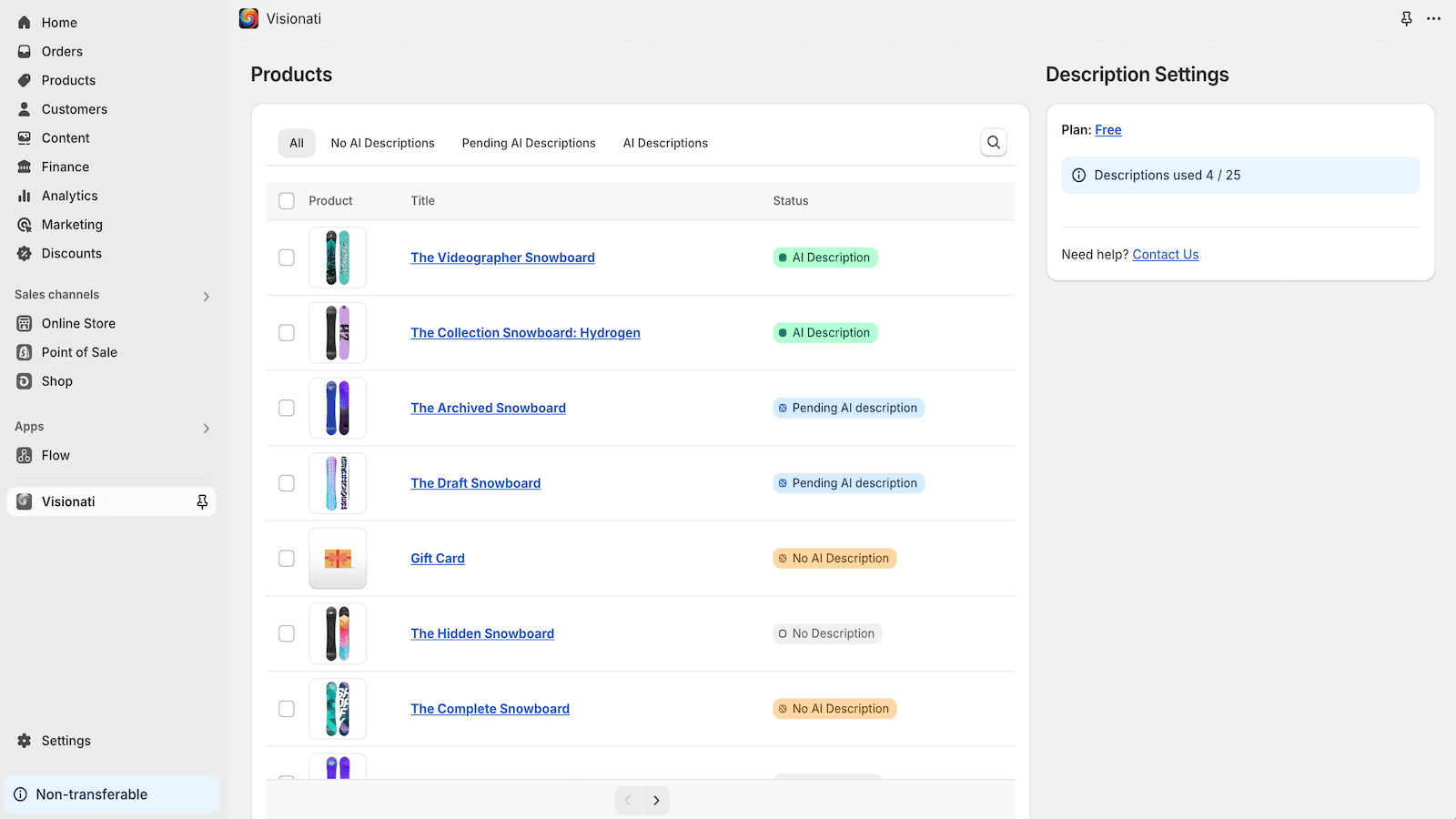See your shop products and AI settings