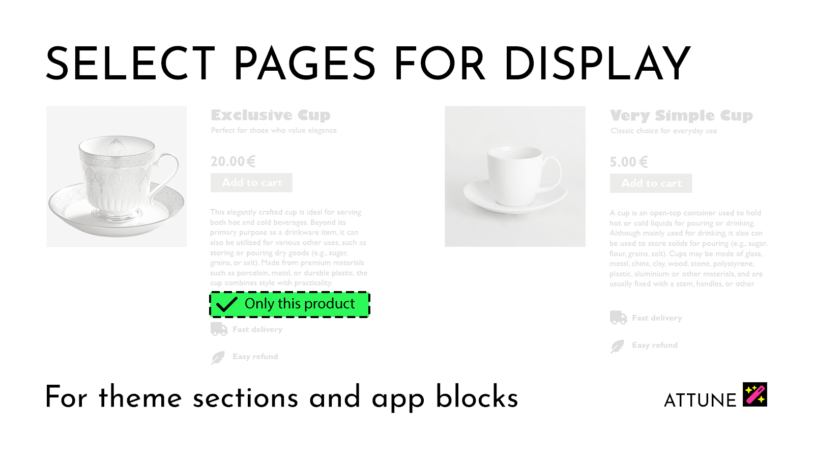 Select pages for theme sections display