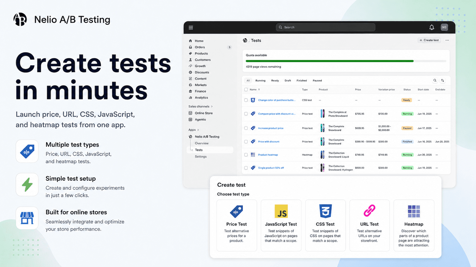 Create tests in minutes with Nelio A/B Testing