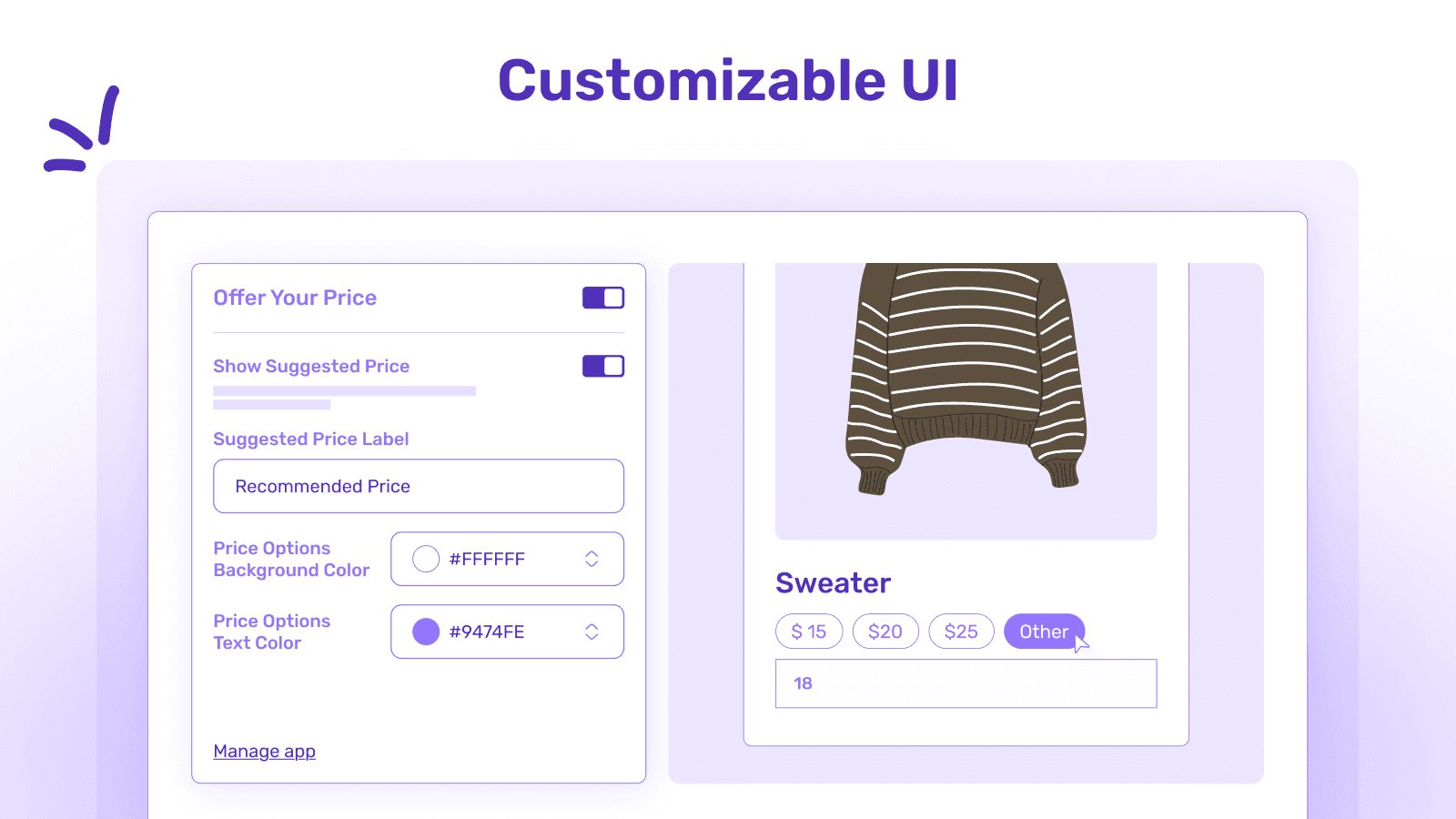 Customizable Name Your Price UI
