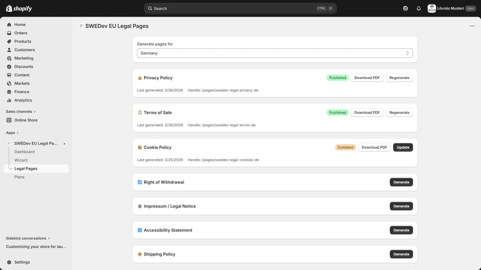Create compliance documents on the fly