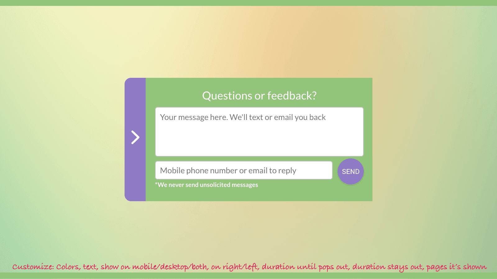 Close up of Message Mate on Desktop + list of options