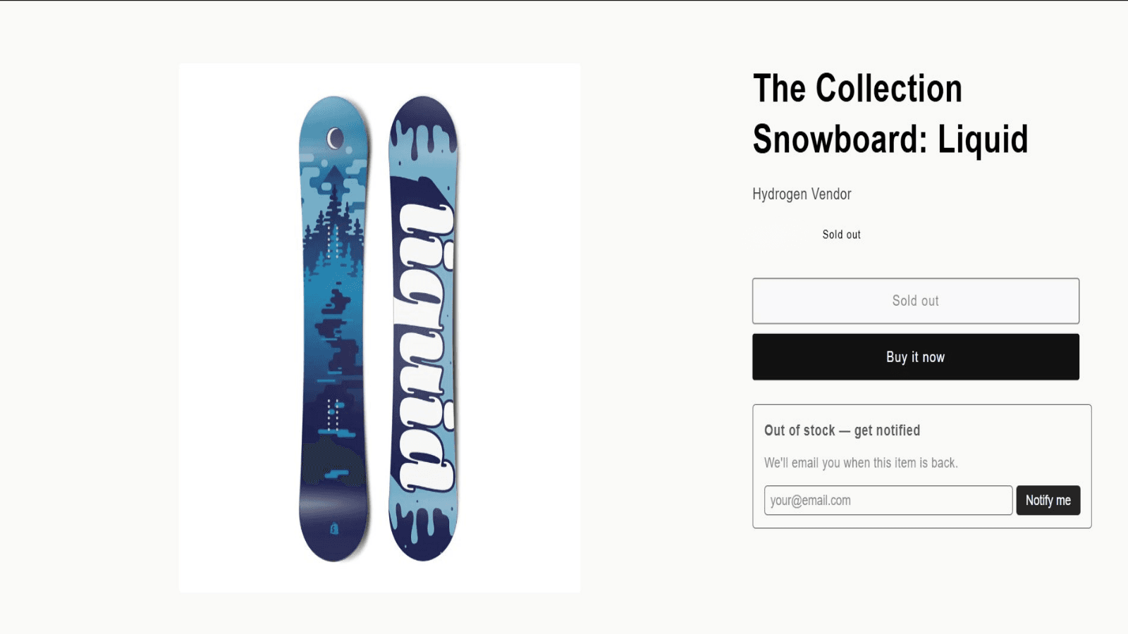 Notify me when back in stock widget on product page