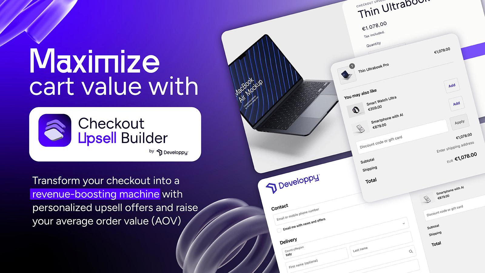 Maximize cart value with Smart Checkout Upsells by Developpy