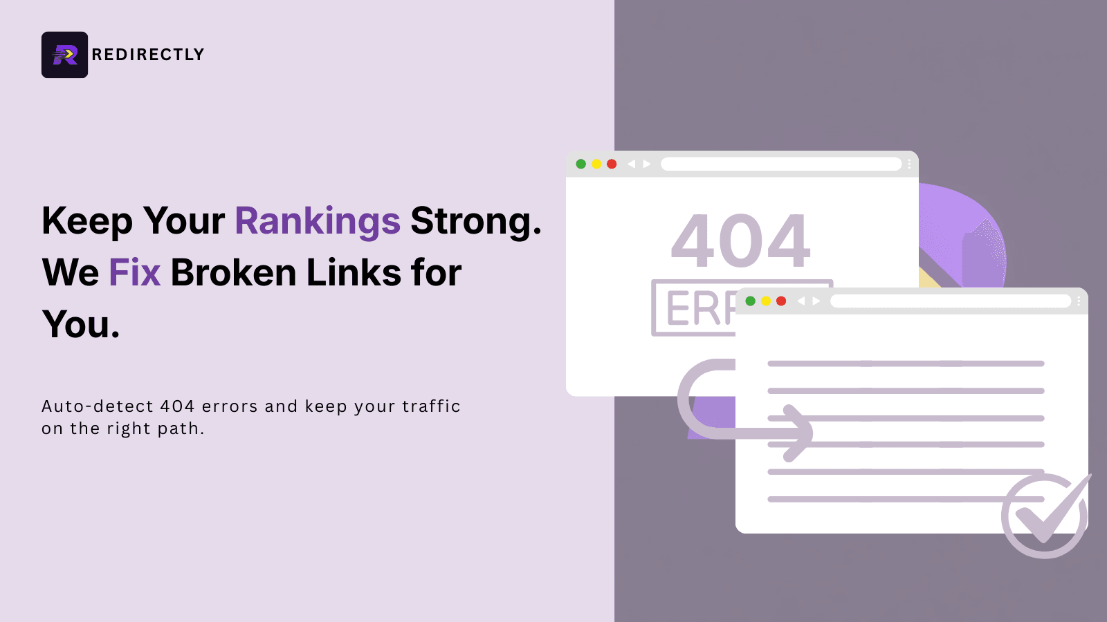 Auto-detect 404 errors and fix broken links with Redirectly