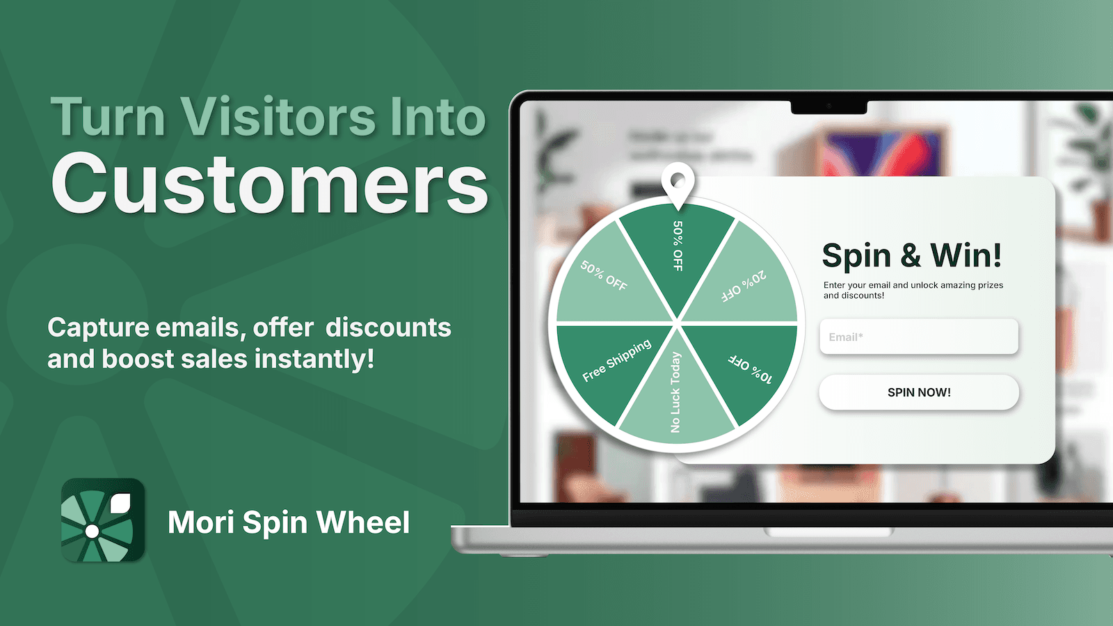 Spin wheel popup for email capture and rewards