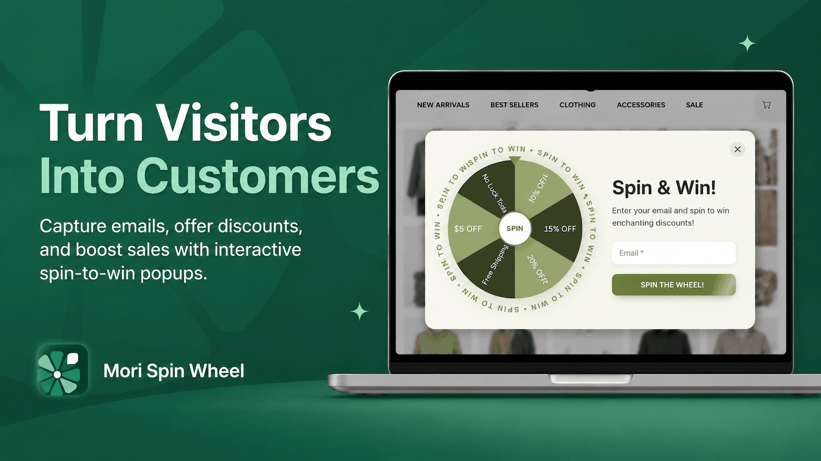Spin wheel popup for email capture and rewards