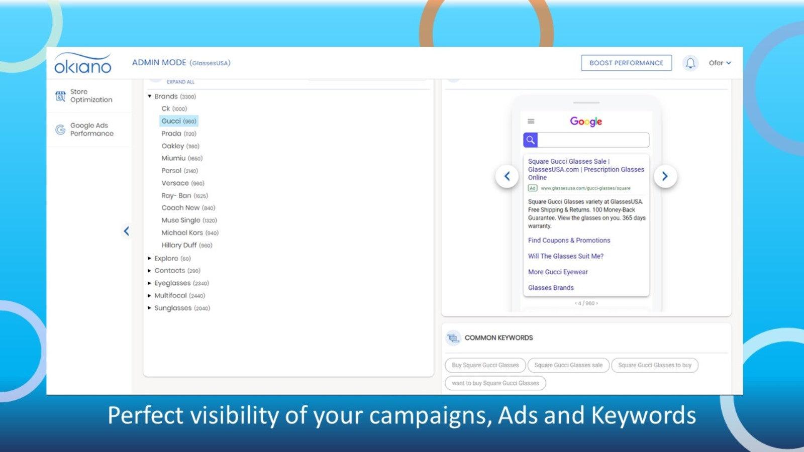 Track your campaigns: Ads and Keywords