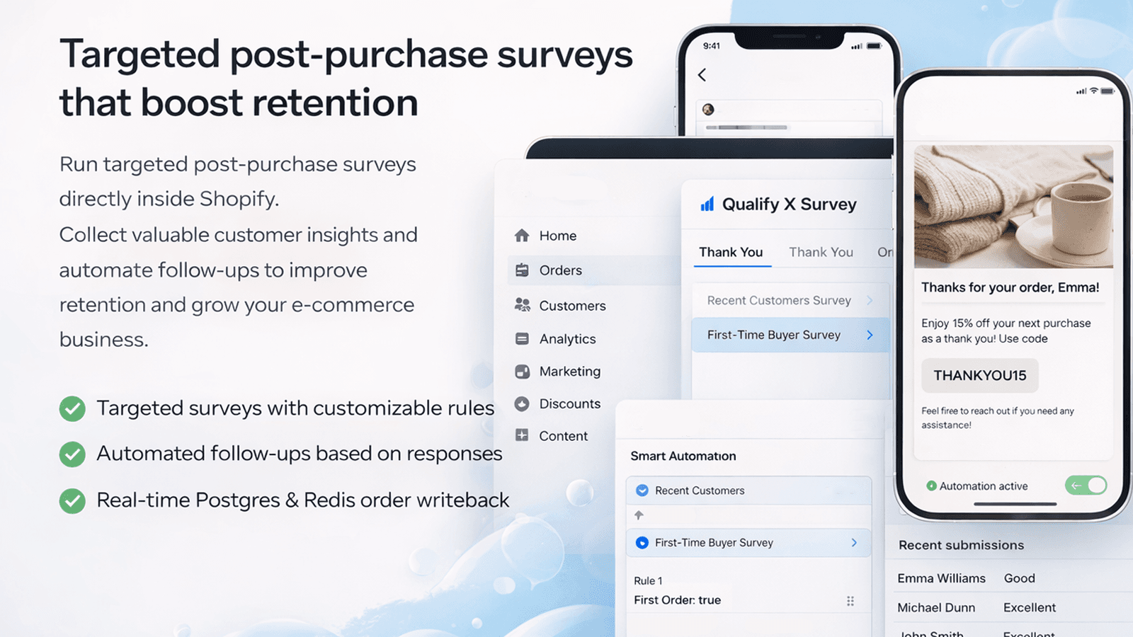 Post-purchase surveys with rules, writeback, and Sheets