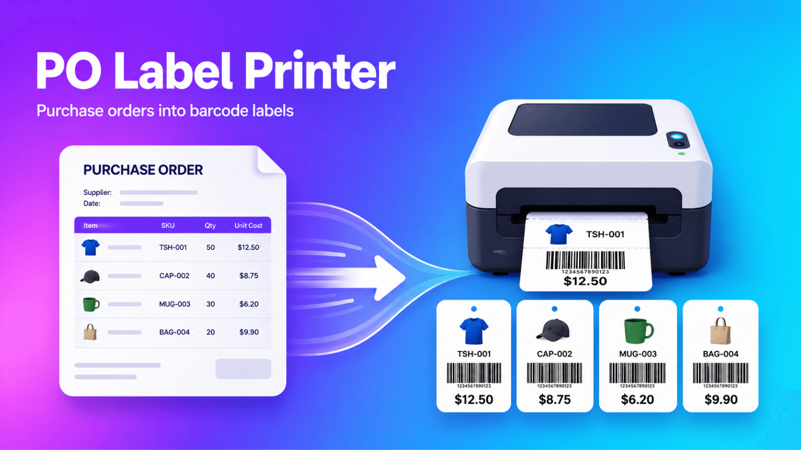 PO Label Printer turns purchase orders into barcode labels