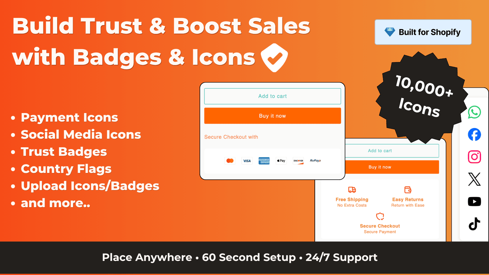 Free Trust Badges and Payment Icons for Shopify