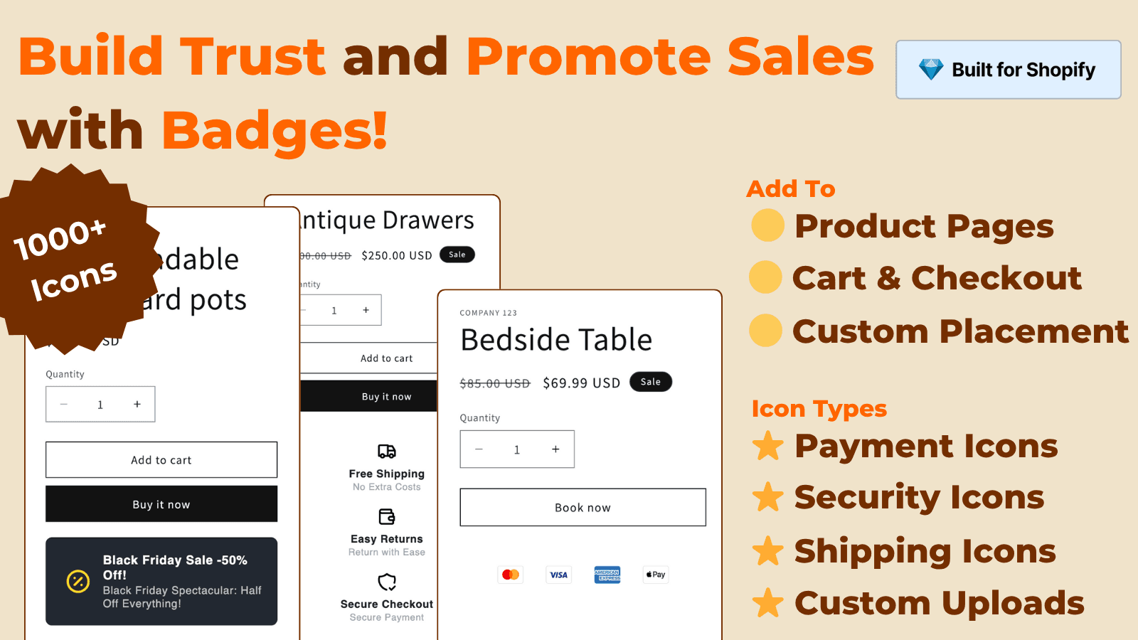 Free Trust Badges and Payment Icons for Shopify