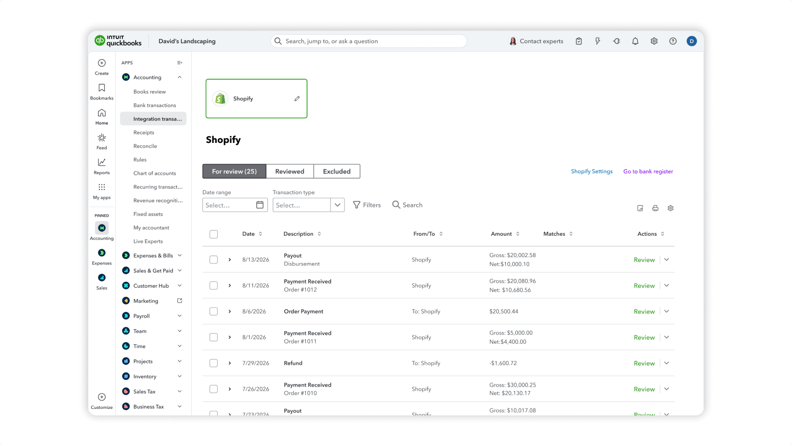 Review sales, refunds and payouts all in one view.