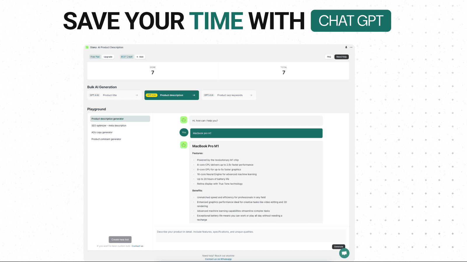 Create 1000 product descriptions in one click