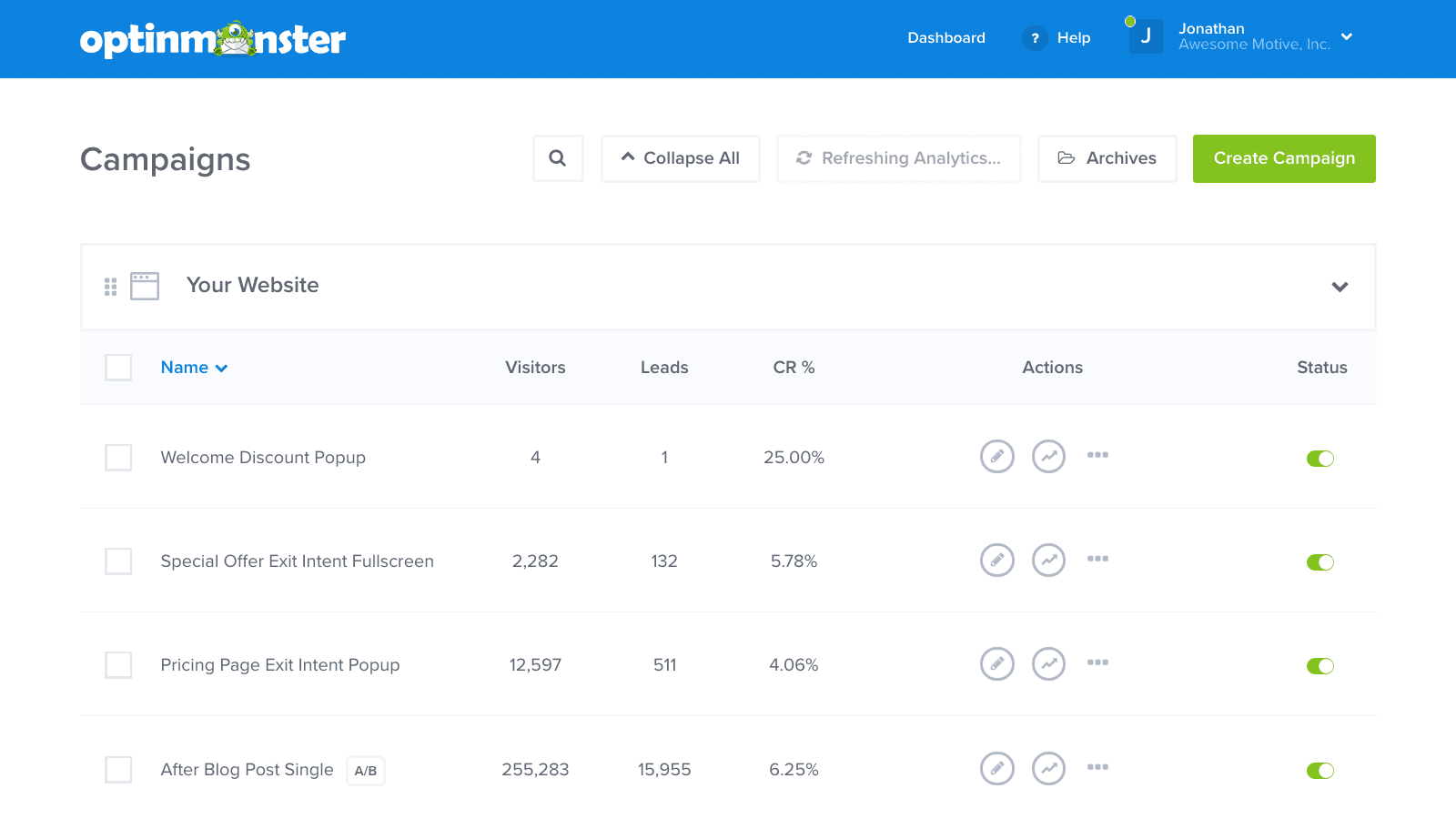 Exit Popup & Email Popup Dashboard