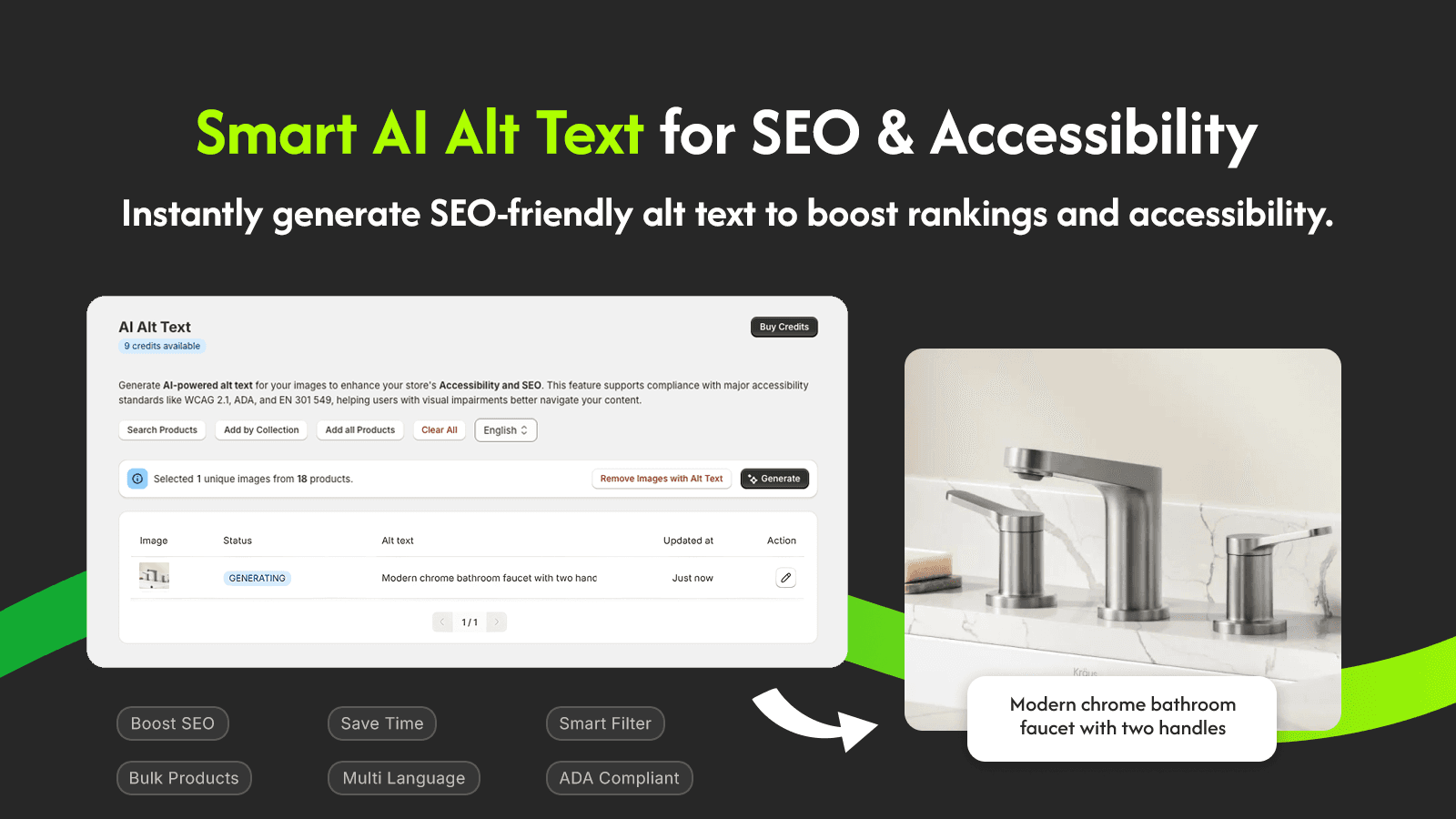 Smart AI alt text for seo and accessibility.