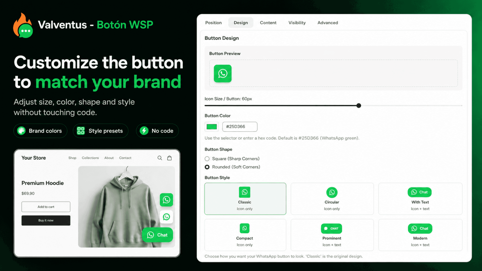 Instant WhatsApp chat with smart prefilled message
