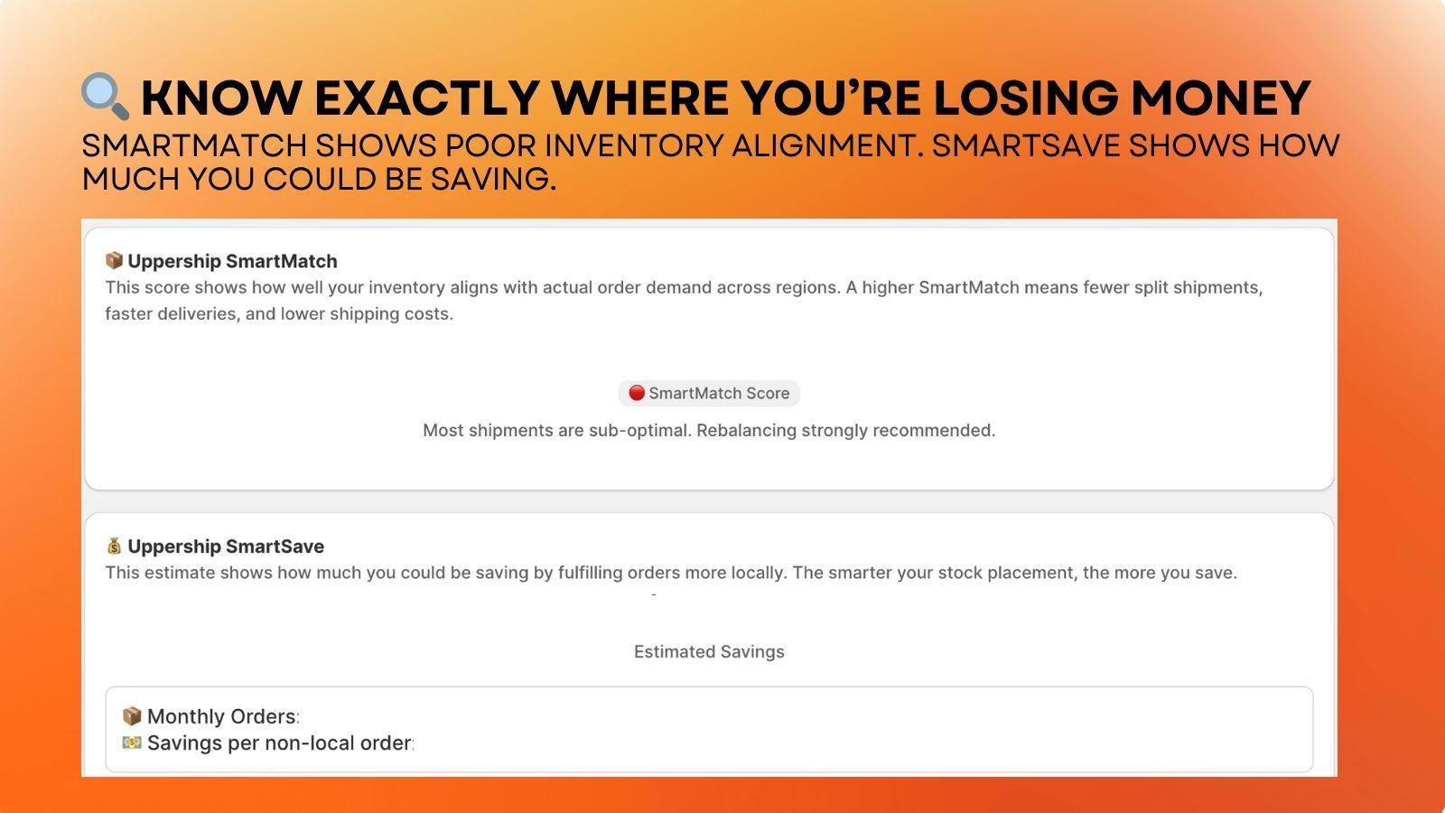 Uppership dashboard overview showing shipping optimization