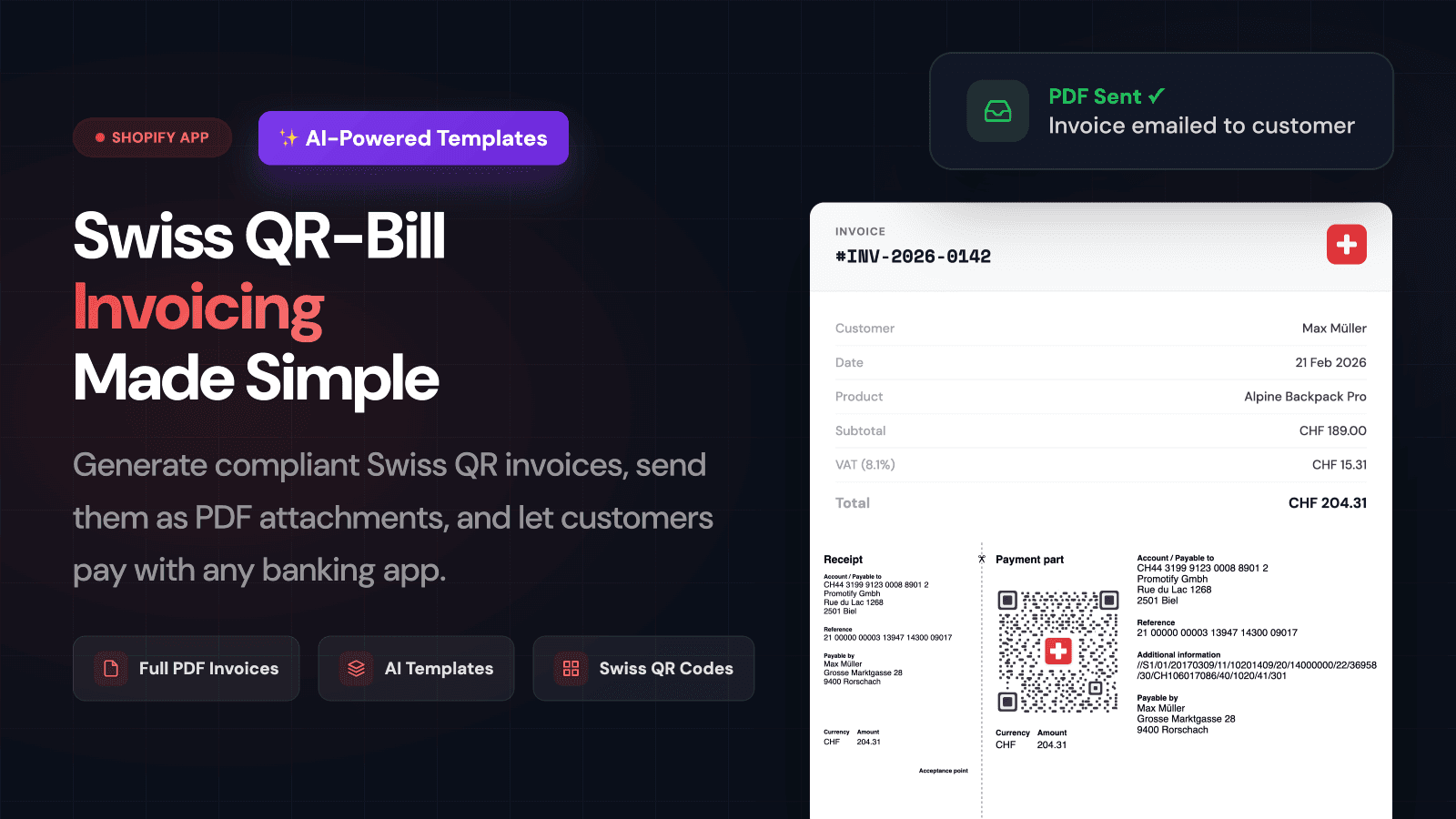 Swiss Invoice: Generate QR-Bills for your Shopify orders