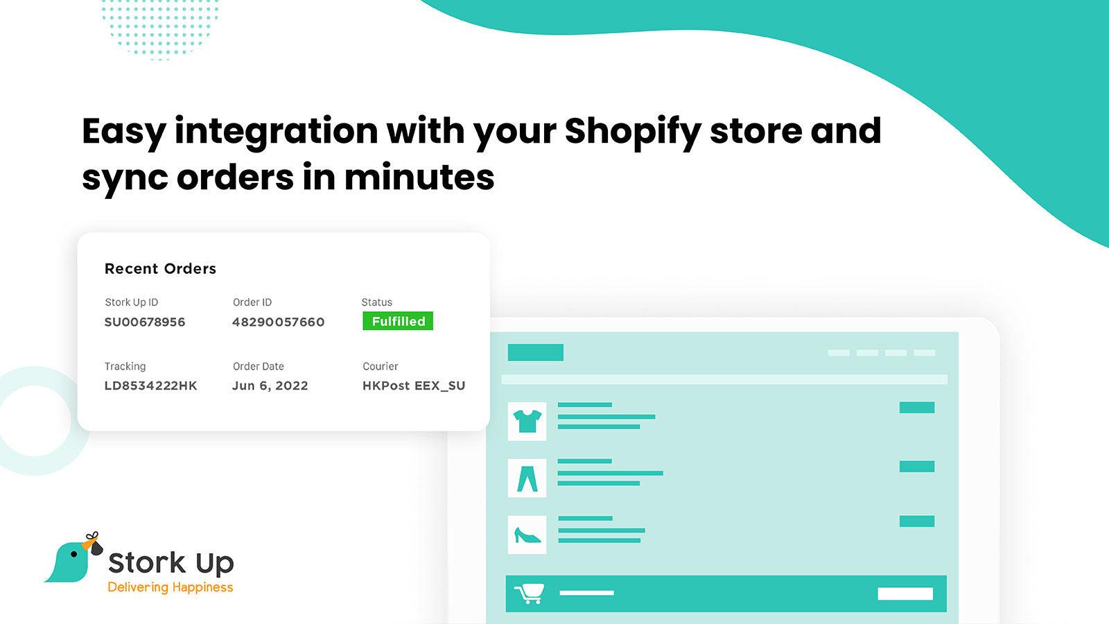 Easy integration with your Shopify store and sync in minutes.