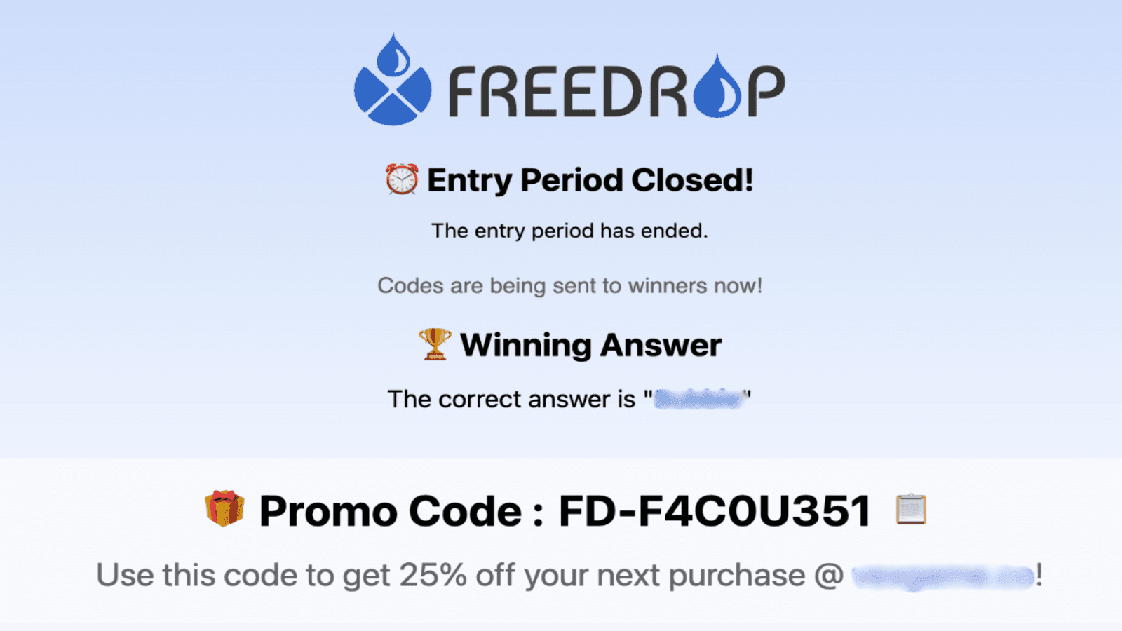 Example FreeDrop Promotional Game UI