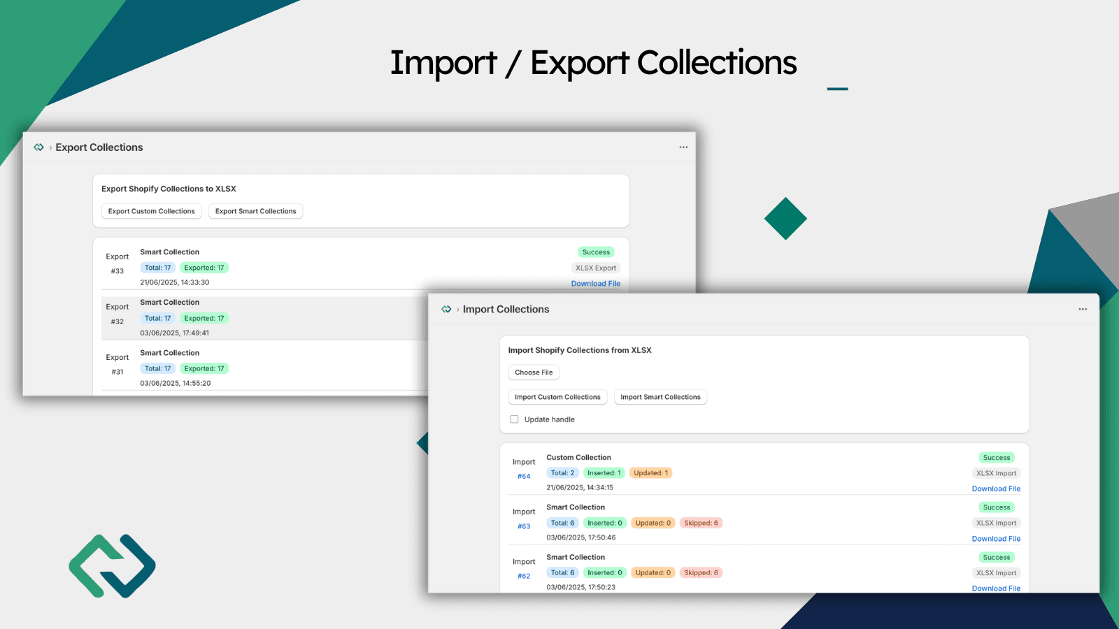 Bulk import and export Shopify collections