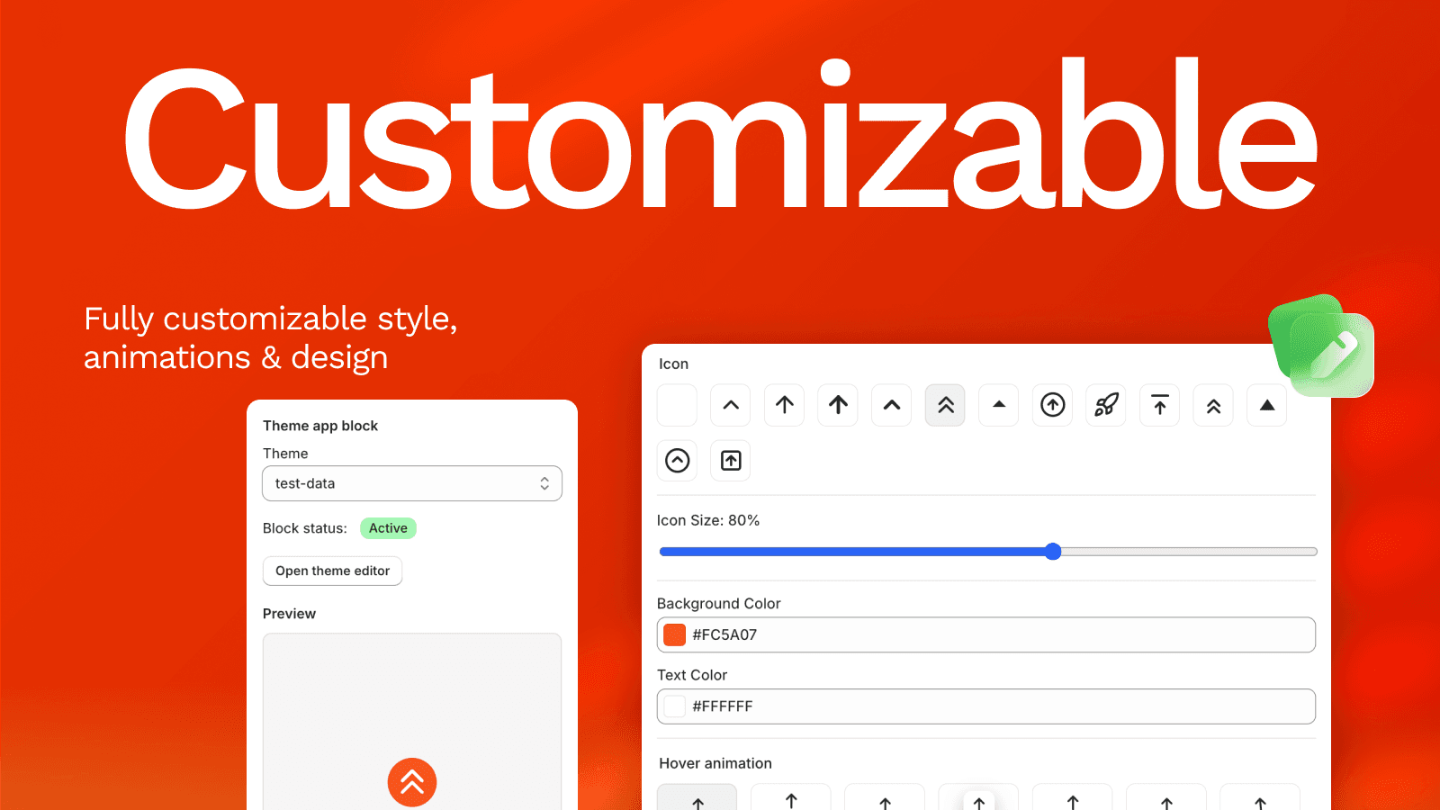Fully customizable button design and colors