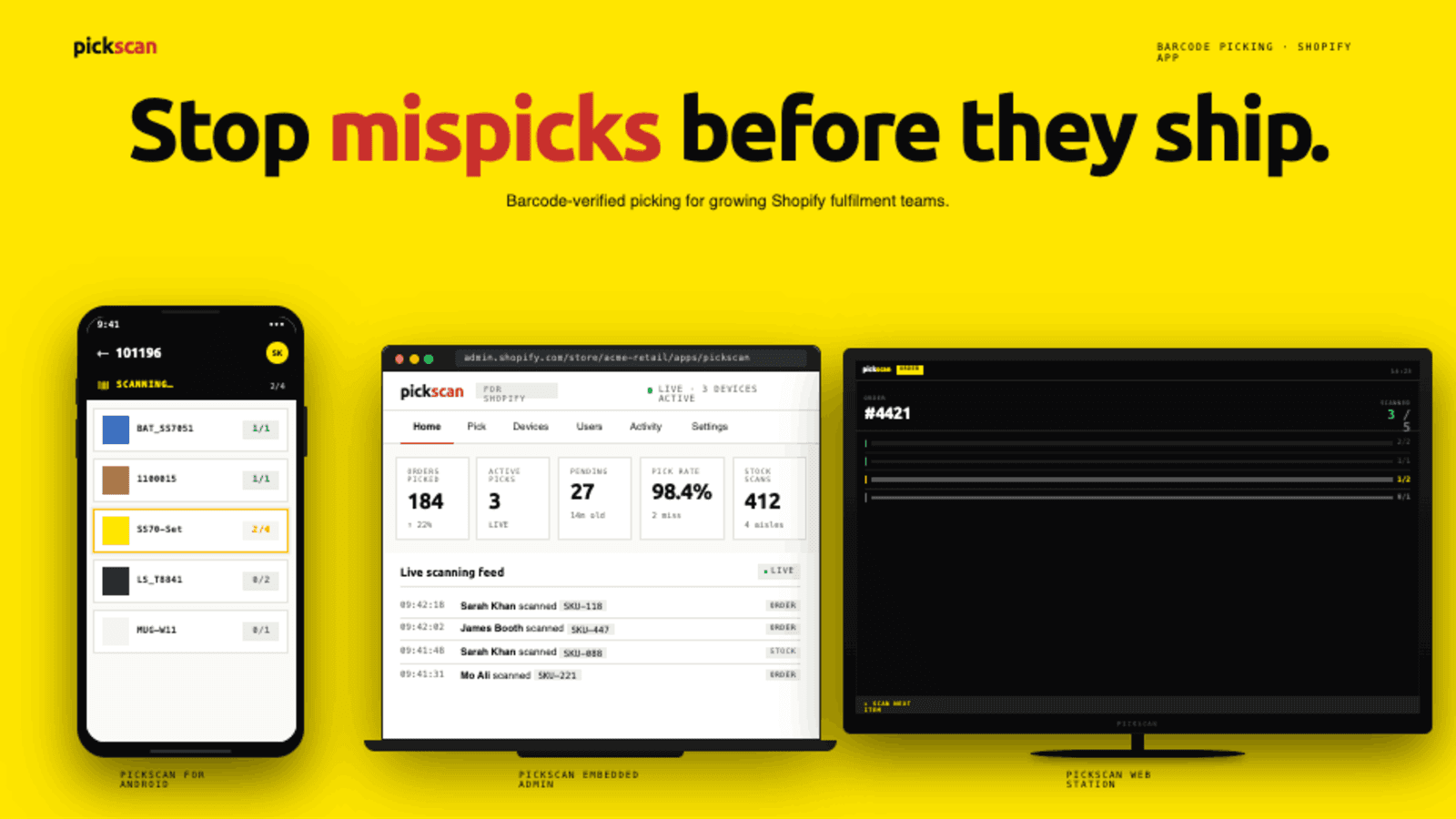 Scan barcodes to verify Shopify orders and stop packing errors