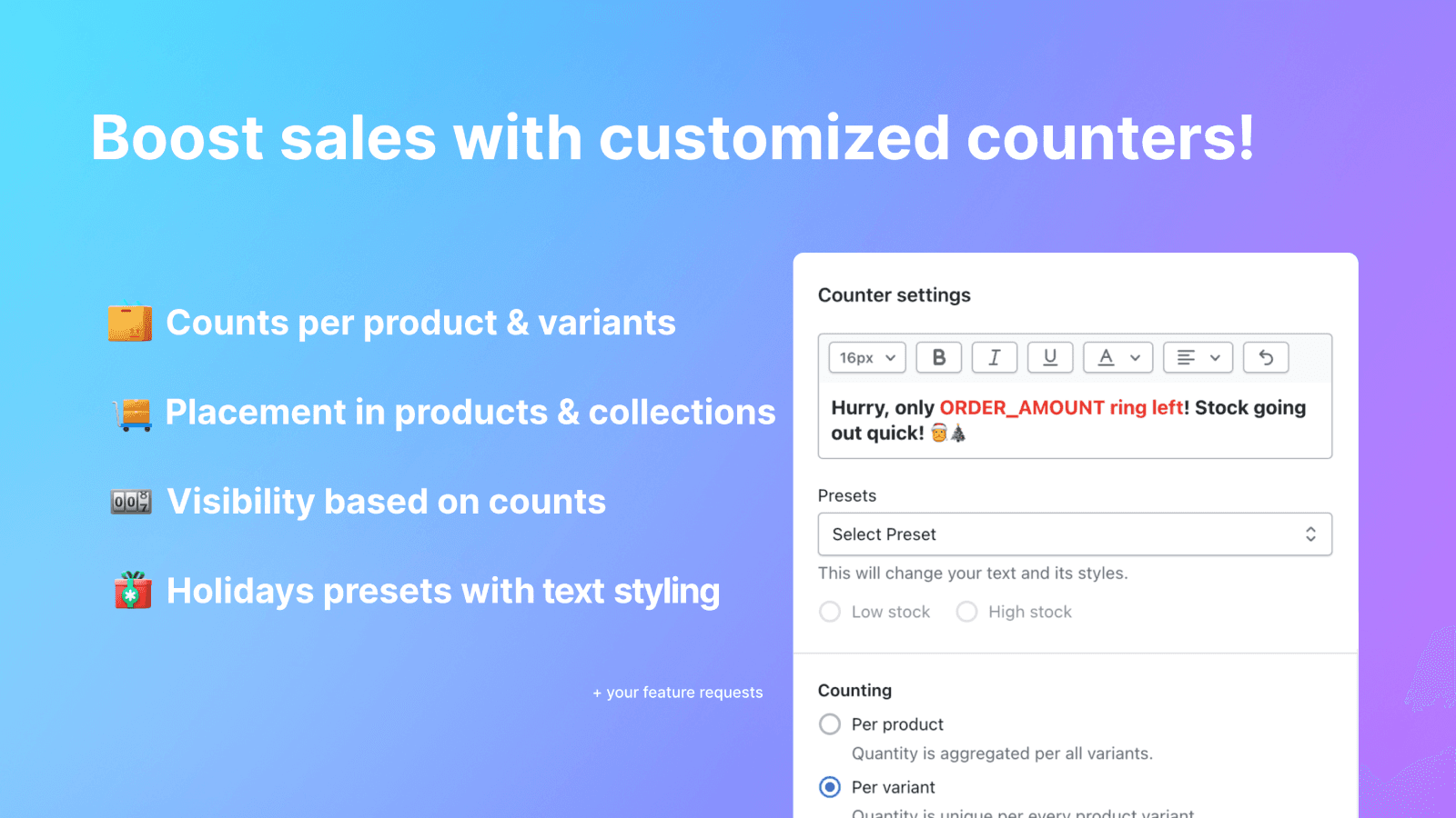 Boost sales with customized counters!