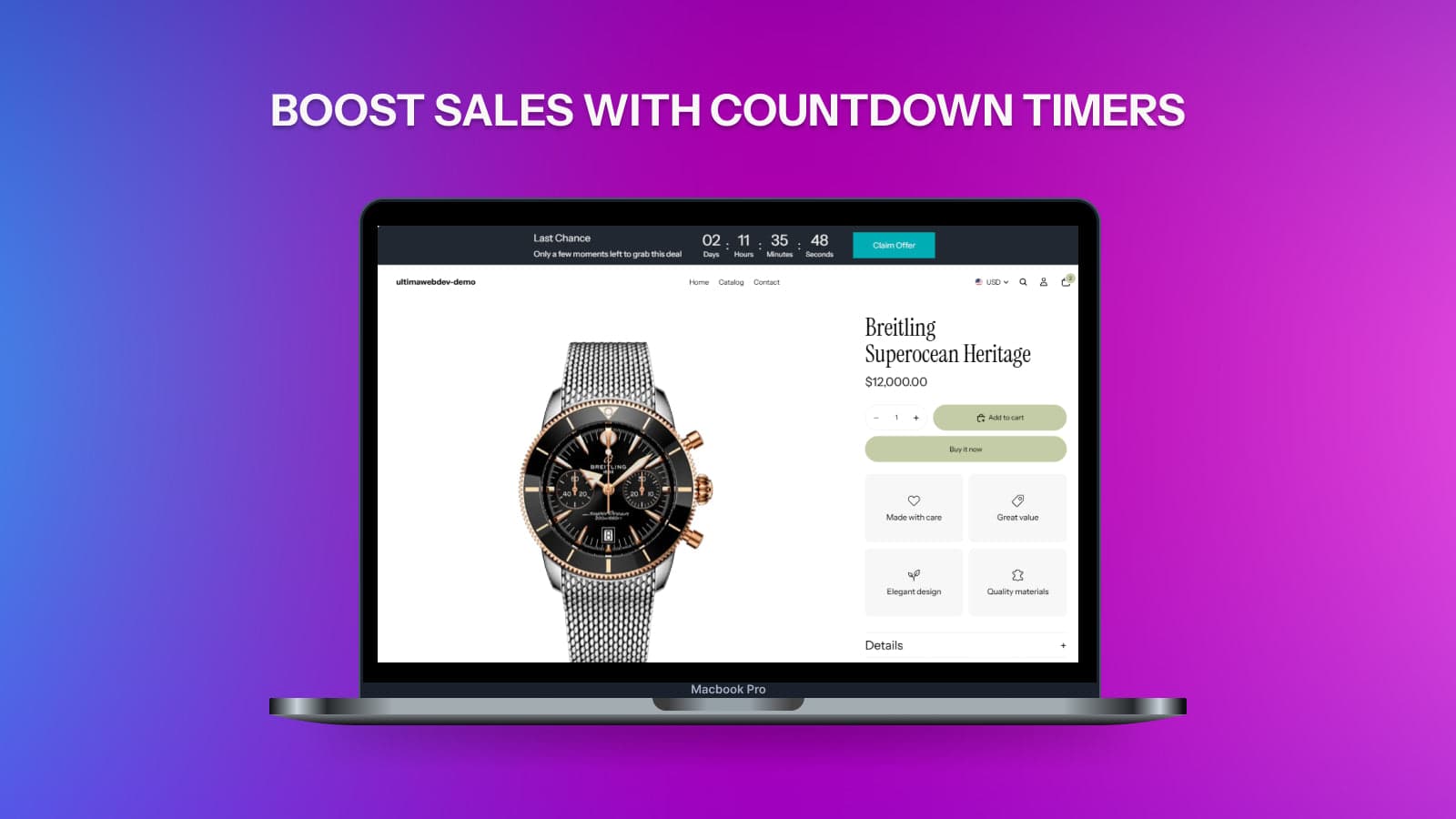 Ultima Countdown Timer on laptop