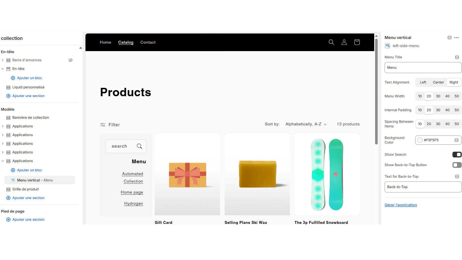 customisation 1 next to product grid