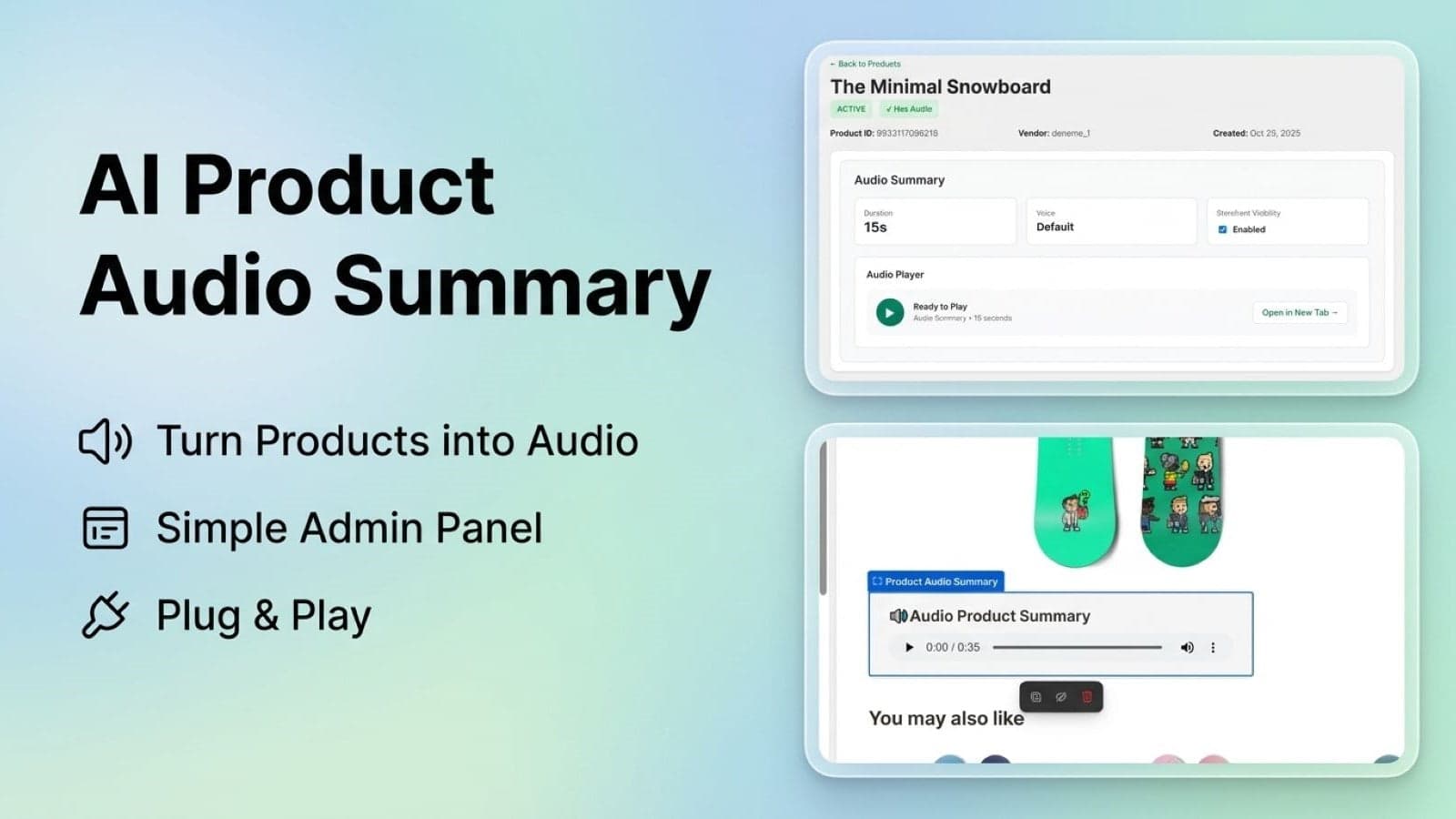 AI Product Audio Summary / Turn Products into Audio in minutes