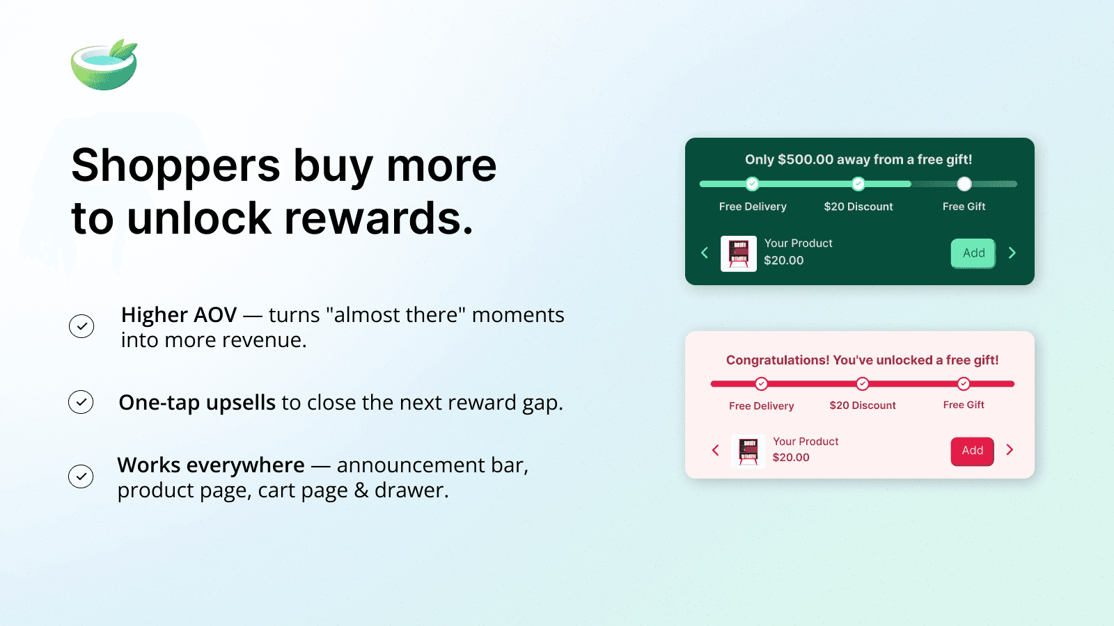 Shopper spend more to unlock Rewards: Free Shipping, Free Gift..