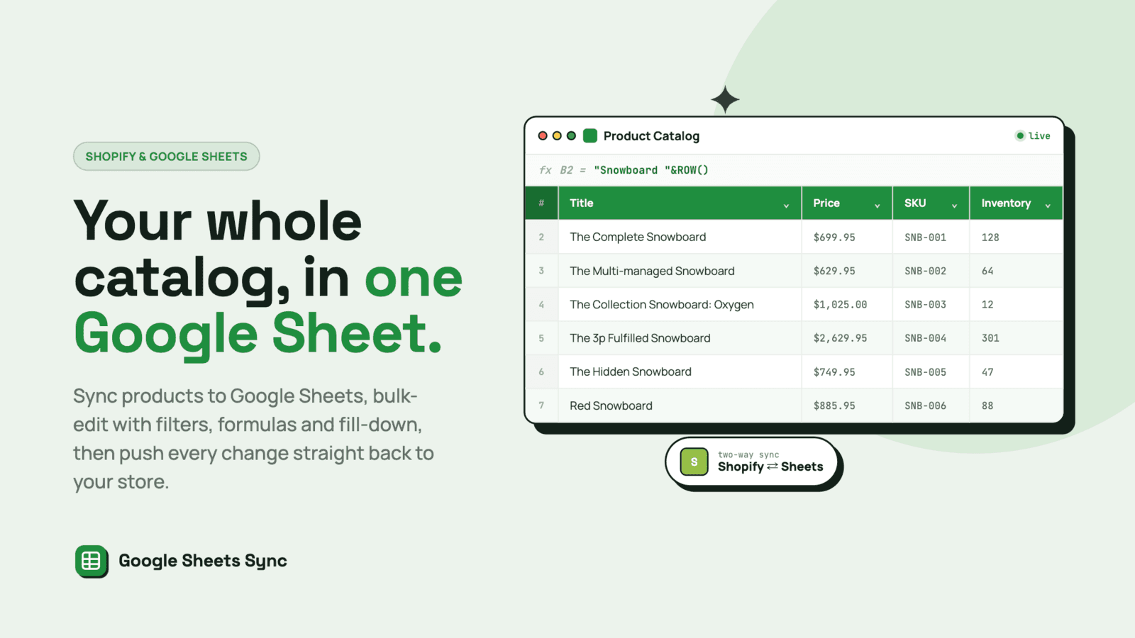 your whole catalog in one google sheet
