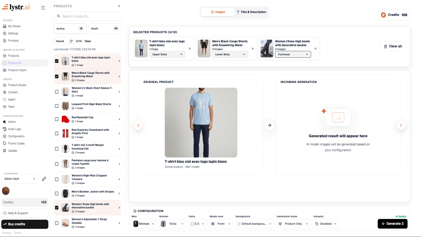 Generate AI product images from selected Shopify products
